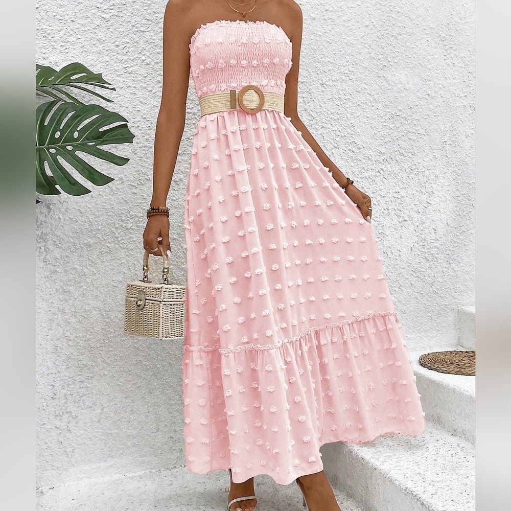 Summer Fashionable 3d Polka Dot Long Bandeau Maxi Dress - Picture 4 of 6